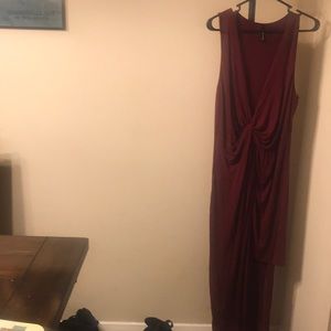 Maroon High Low plus size dress